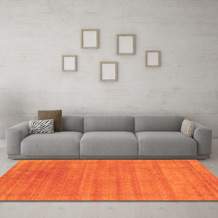 Machine Washable Abstract Orange Contemporary Area Rugs in a Living Room, wshcon2483org