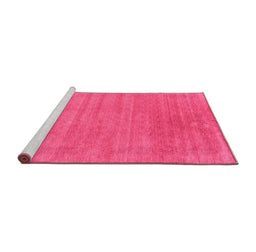 Sideview of Machine Washable Abstract Pink Contemporary Rug, wshcon2483pnk