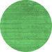 Round Abstract Emerald Green Contemporary Rug, con2483emgrn