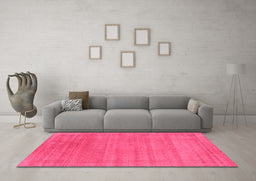 Machine Washable Abstract Pink Contemporary Rug in a Living Room, wshcon2483pnk