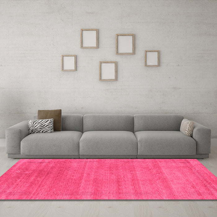 Machine Washable Abstract Pink Contemporary Rug in a Living Room, wshcon2483pnk