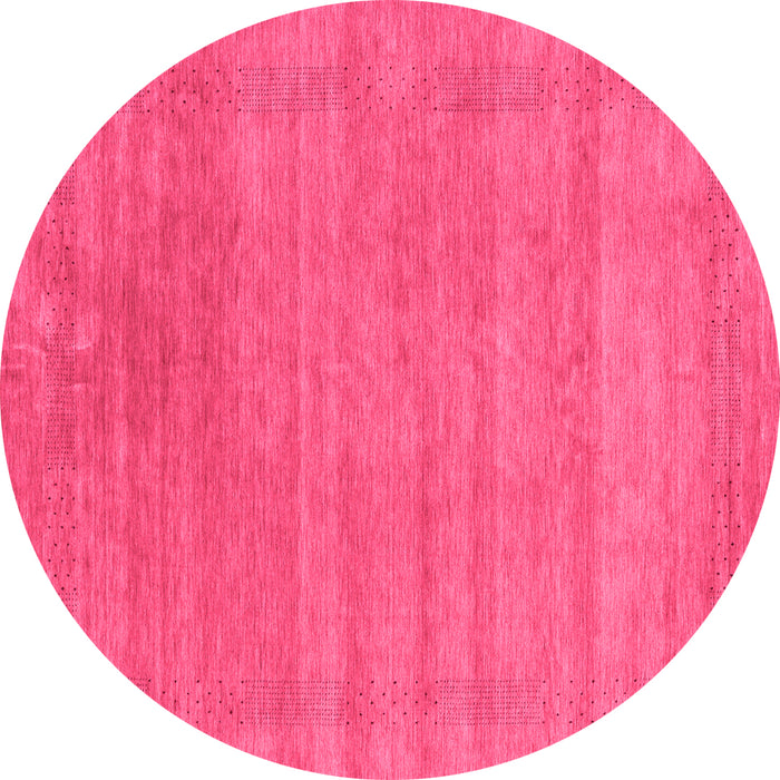 Round Machine Washable Abstract Pink Contemporary Rug, wshcon2483pnk