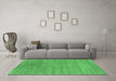 Machine Washable Abstract Emerald Green Contemporary Area Rugs in a Living Room,, wshcon2483emgrn