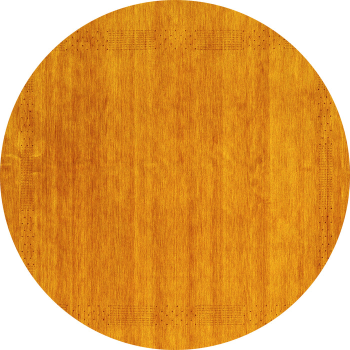 Round Machine Washable Abstract Yellow Contemporary Rug, wshcon2483yw