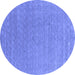 Round Abstract Blue Contemporary Rug, con2484blu