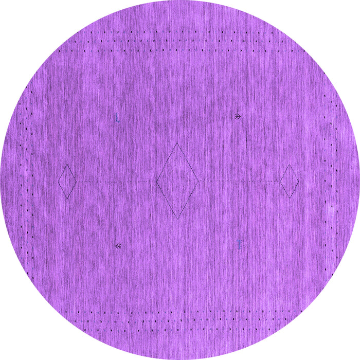 Round Machine Washable Abstract Purple Contemporary Area Rugs, wshcon2484pur