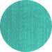 Round Abstract Turquoise Contemporary Rug, con2484turq