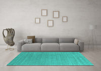 Machine Washable Abstract Turquoise Contemporary Rug, wshcon2484turq