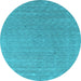 Round Abstract Light Blue Contemporary Rug, con2484lblu