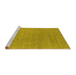 Sideview of Machine Washable Abstract Yellow Contemporary Rug, wshcon2484yw