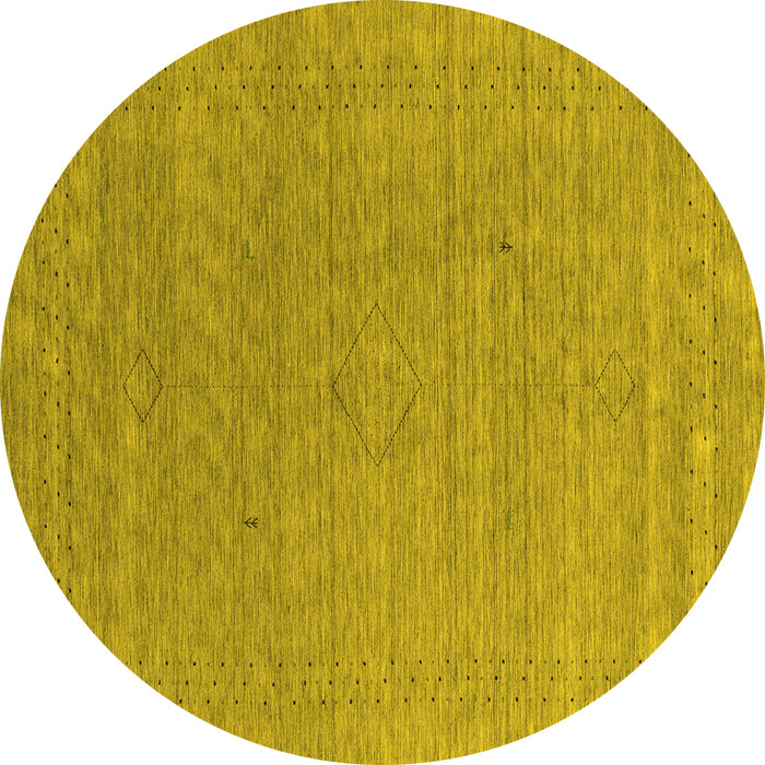 Round Abstract Yellow Contemporary Rug, con2484yw