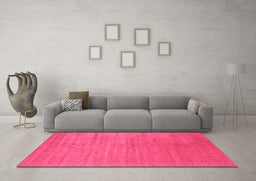 Machine Washable Abstract Pink Contemporary Rug in a Living Room, wshcon2485pnk