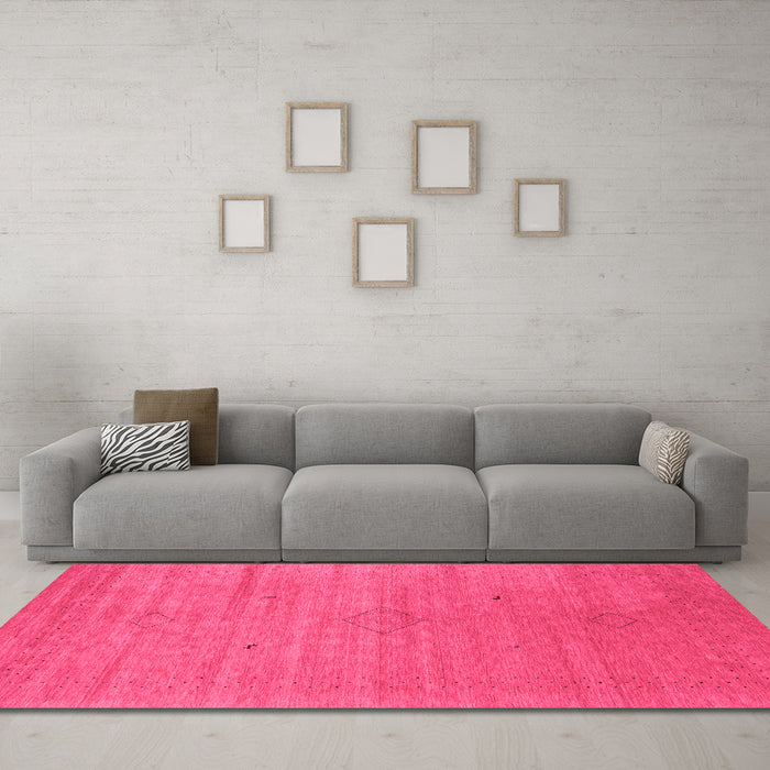 Machine Washable Abstract Pink Contemporary Rug in a Living Room, wshcon2485pnk