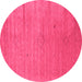 Round Abstract Pink Contemporary Rug, con2485pnk