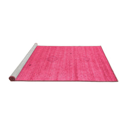 Sideview of Machine Washable Abstract Pink Contemporary Rug, wshcon2485pnk