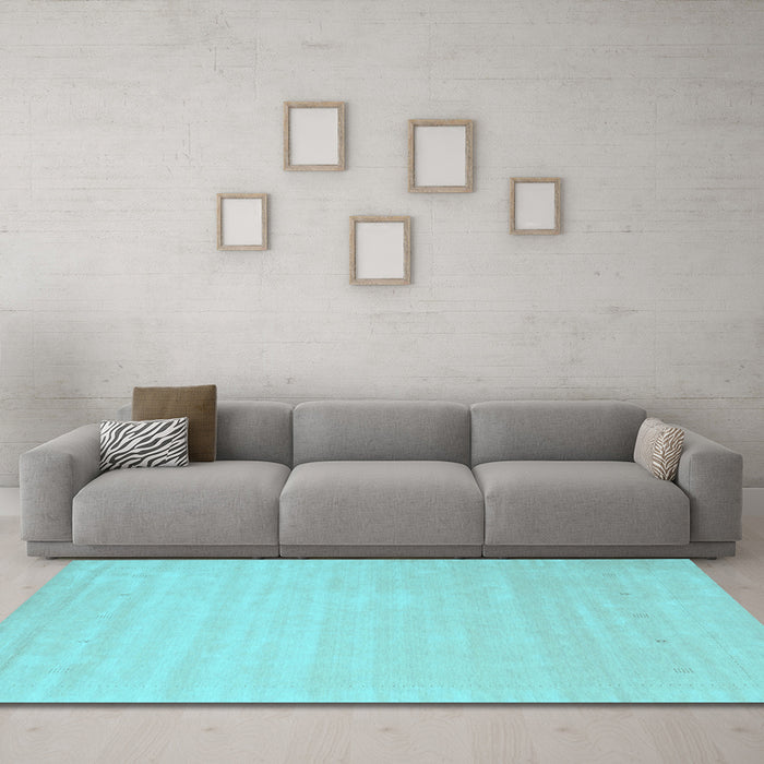 Machine Washable Solid Light Blue Modern Rug in a Living Room, wshcon2486lblu