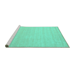 Sideview of Machine Washable Solid Turquoise Modern Area Rugs, wshcon2486turq
