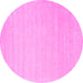 Round Machine Washable Solid Pink Modern Rug, wshcon2486pnk