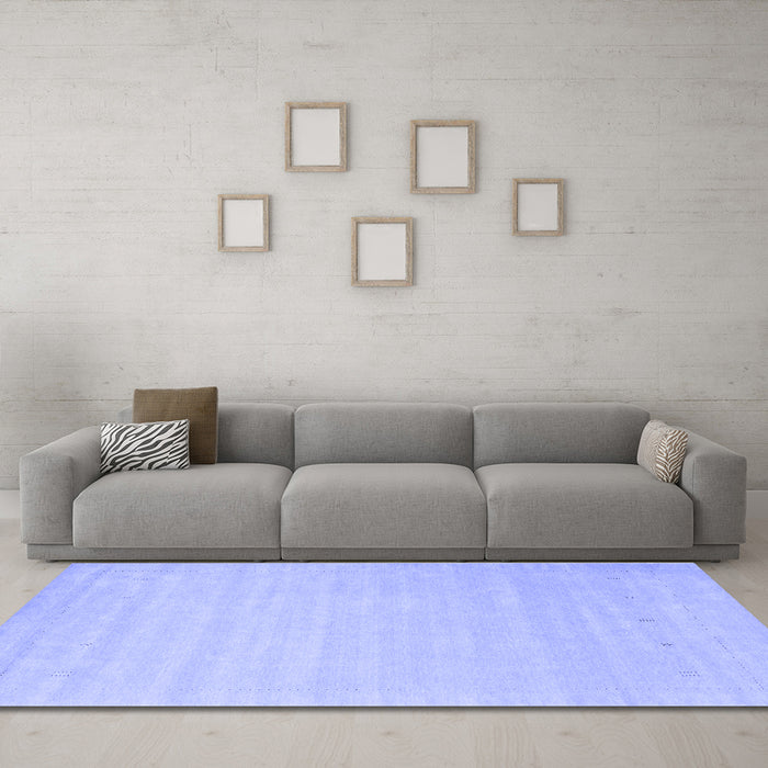 Machine Washable Solid Blue Modern Rug in a Living Room, wshcon2486blu