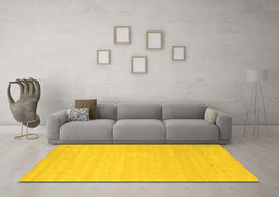 Machine Washable Solid Yellow Modern Rug in a Living Room, wshcon2486yw