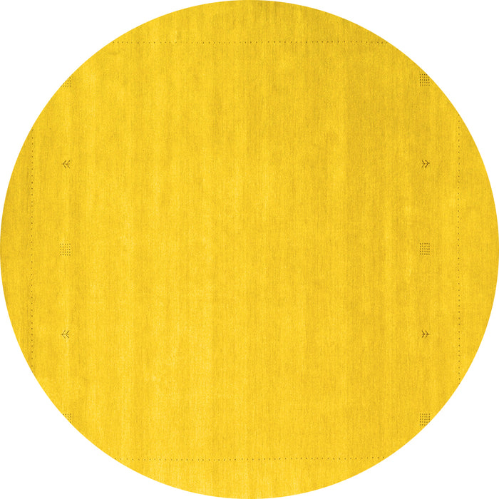 Round Solid Yellow Modern Rug, con2486yw