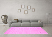 Machine Washable Solid Pink Modern Rug, wshcon2487pnk