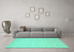 Machine Washable Solid Turquoise Modern Area Rugs in a Living Room,, wshcon2487turq