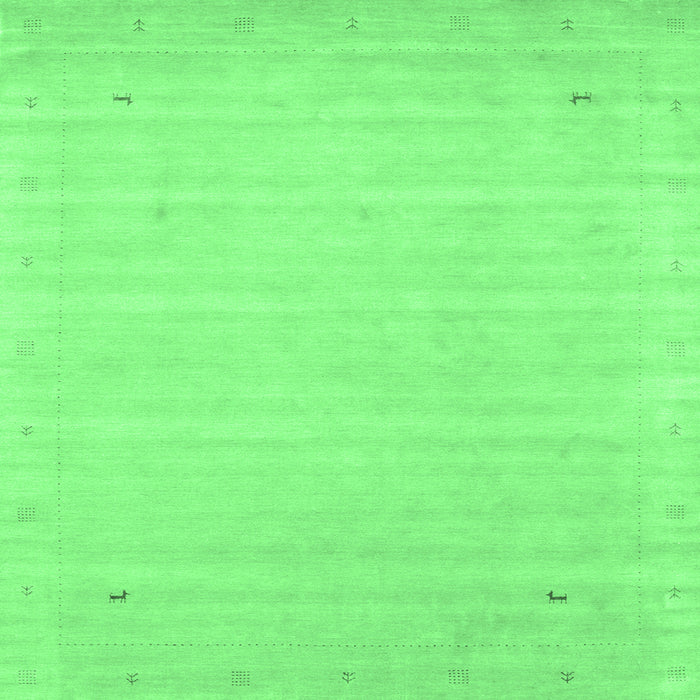 Square Machine Washable Solid Emerald Green Modern Area Rugs, wshcon2487emgrn