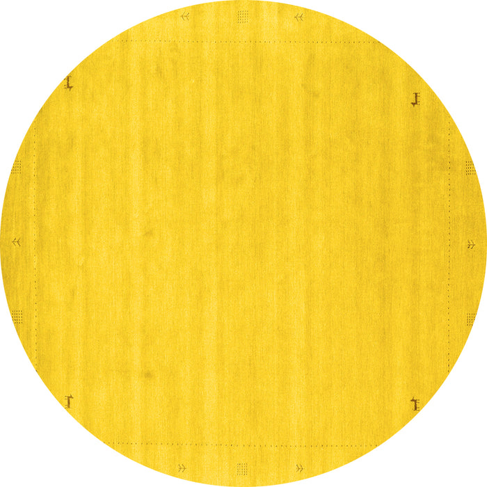 Round Solid Yellow Modern Rug, con2487yw