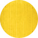 Round Machine Washable Solid Yellow Modern Rug, wshcon2487yw