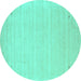 Round Machine Washable Solid Turquoise Modern Area Rugs, wshcon2487turq