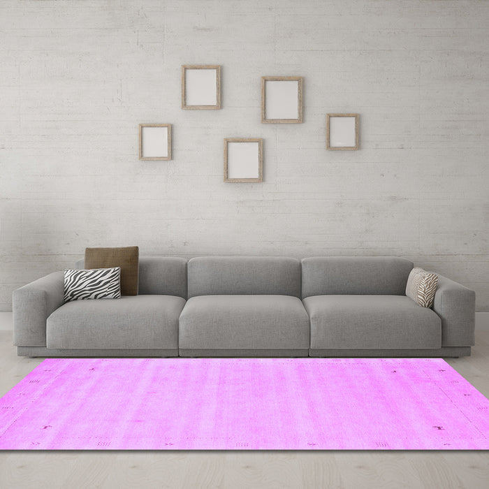 Machine Washable Solid Purple Modern Area Rugs in a Living Room, wshcon2487pur