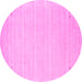 Round Machine Washable Solid Pink Modern Rug, wshcon2487pnk