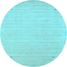 Round Machine Washable Solid Light Blue Modern Rug, wshcon2487lblu