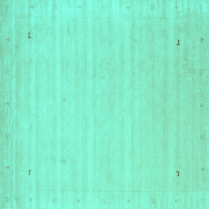 Square Machine Washable Solid Turquoise Modern Area Rugs, wshcon2487turq