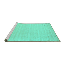 Sideview of Machine Washable Solid Turquoise Modern Area Rugs, wshcon2487turq