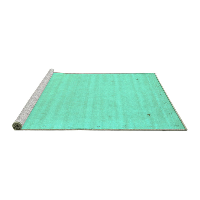 Sideview of Machine Washable Solid Turquoise Modern Area Rugs, wshcon2487turq