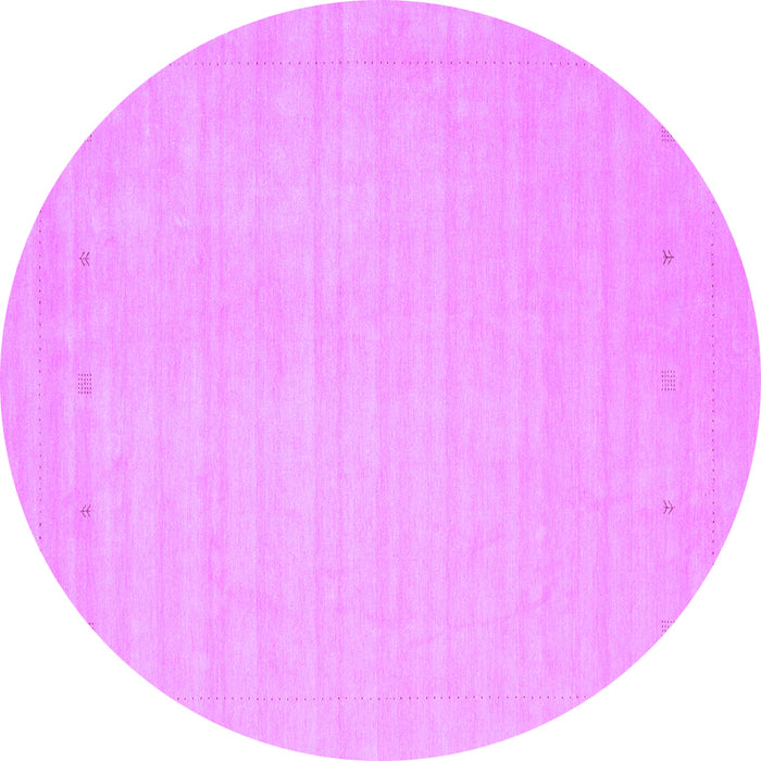 Round Machine Washable Solid Purple Modern Area Rugs, wshcon2488pur