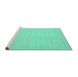 Sideview of Machine Washable Solid Turquoise Modern Area Rugs, wshcon2488turq