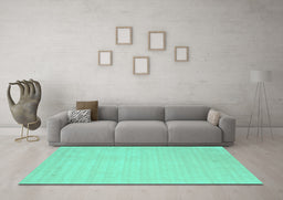 Machine Washable Solid Turquoise Modern Area Rugs in a Living Room,, wshcon2488turq
