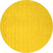 Round Machine Washable Solid Yellow Modern Rug, wshcon2488yw