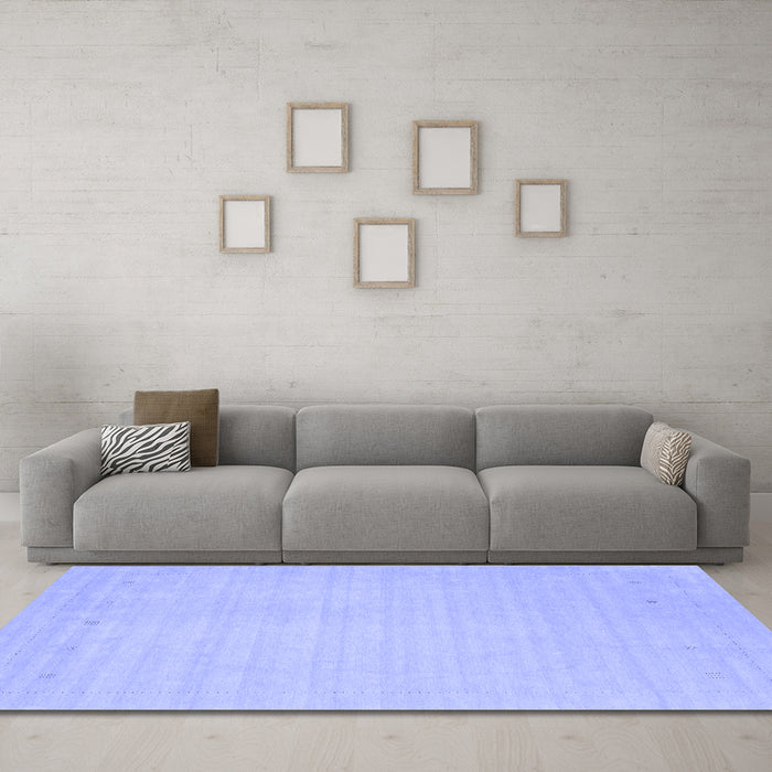 Machine Washable Solid Blue Modern Rug in a Living Room, wshcon2488blu