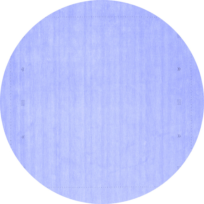Round Machine Washable Solid Blue Modern Rug, wshcon2488blu