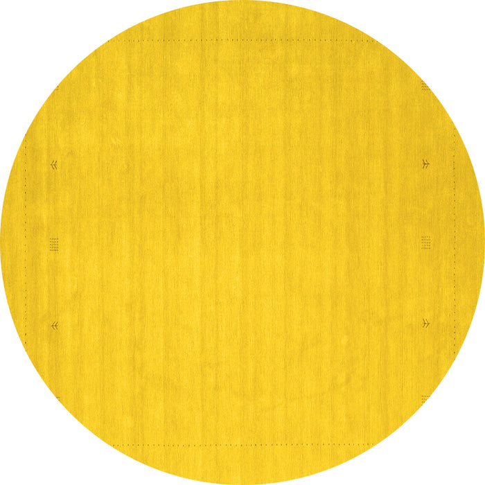 Round Solid Yellow Modern Rug, con2488yw