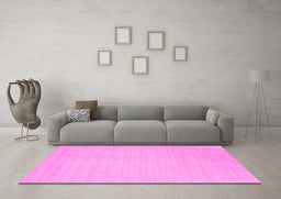 Machine Washable Solid Pink Modern Rug in a Living Room, wshcon2488pnk
