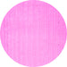 Round Machine Washable Solid Pink Modern Rug, wshcon2488pnk