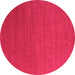 Round Machine Washable Abstract Pink Contemporary Rug, wshcon2489pnk