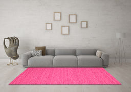 Machine Washable Abstract Pink Contemporary Rug in a Living Room, wshcon248pnk