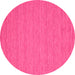 Round Machine Washable Abstract Pink Contemporary Rug, wshcon248pnk