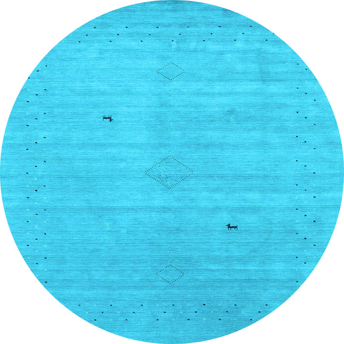Round Machine Washable Abstract Light Blue Contemporary Rug, wshcon2490lblu